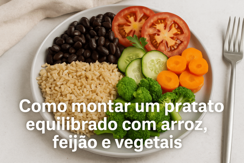 Como montar um prato equilibrado com arroz, feijão e vegetais