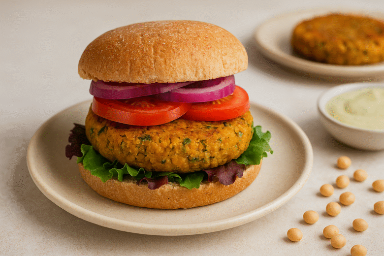 Receita de hambúrguer vegetal simples com grão-de-bico