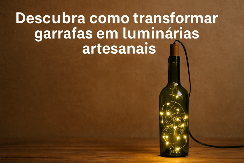 Como Fazer Luminária de Garrafa de Vidro com Fio de Luz LED