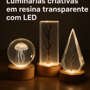 Ideias de Luminárias Criativas com Resina Transparente e LED