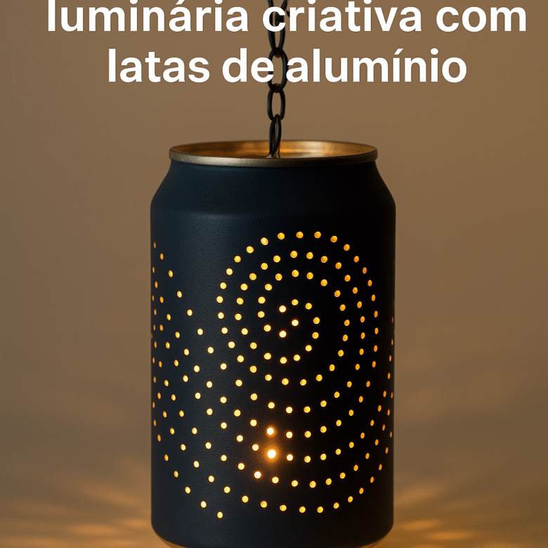 Luminária Criativa com Latas de Alumínio Furadas e Pintadas