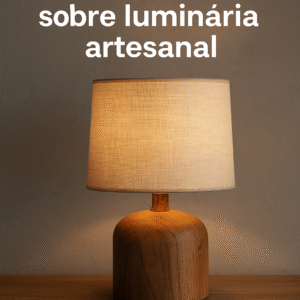 Luminária com Base de Madeira e Cúpula de Tecido Artesanal