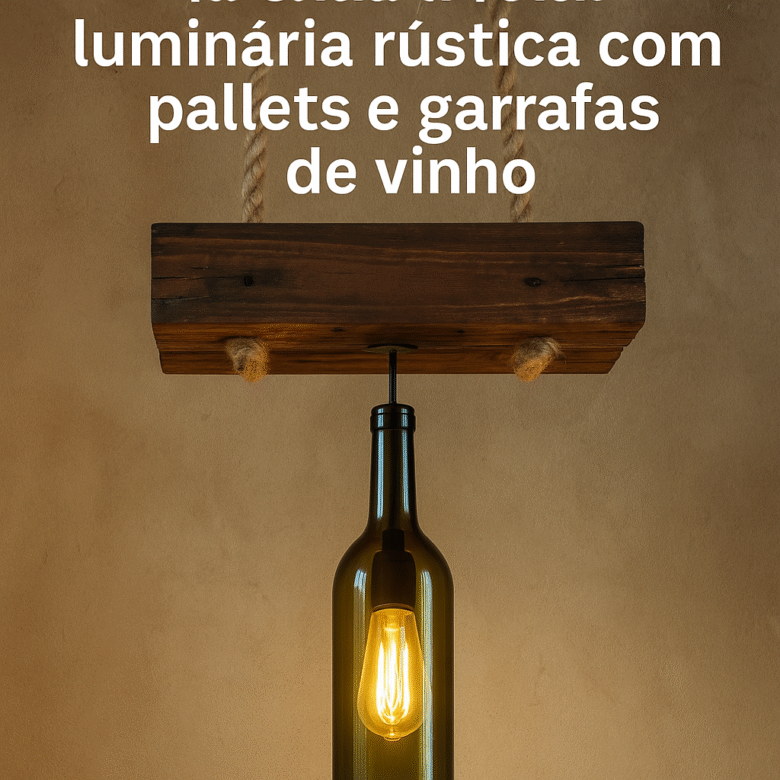 Luminária com Pallets e Garrafas de Vinho para Decoração Rústica